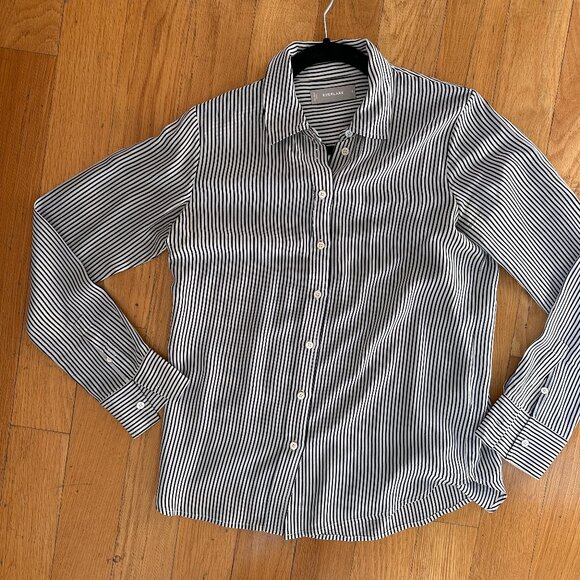 Everlane Black + White Silk Button Down - Picture 1 of 2